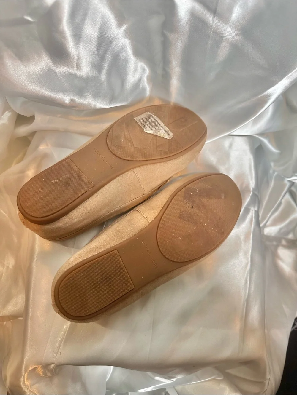 Michael Kors Tan Suede Shearling-Lined Slip-On Loafers